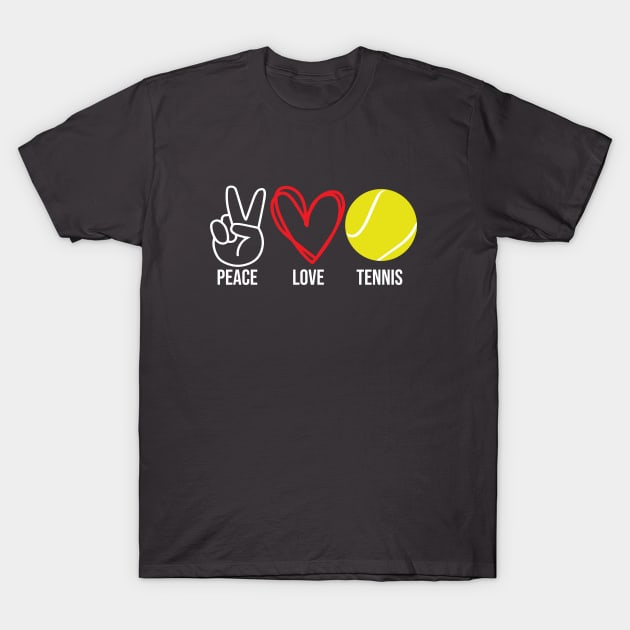 Peace Love Tennis T-Shirt by rand0mity